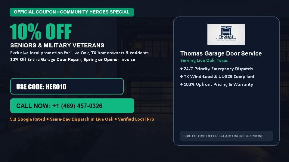 Thomas Garage Door Service 10% OFF Seniors & Military Veterans